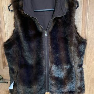 Faux Fur Reversible Brown Vest. NWOT.